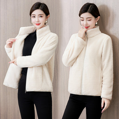 Autumn And Winter Thickened Double-sided Coral Fleece Coat For Women