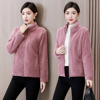 Autumn And Winter Thickened Double-sided Coral Fleece Coat For Women